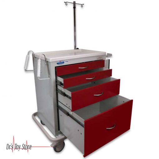 Standard Steel Red Emergency Cart, 4-Drawer