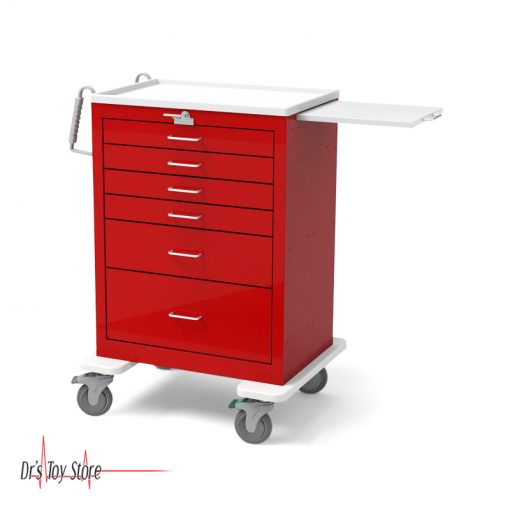 Steel Medical Crash Cart Red (6) Drawers